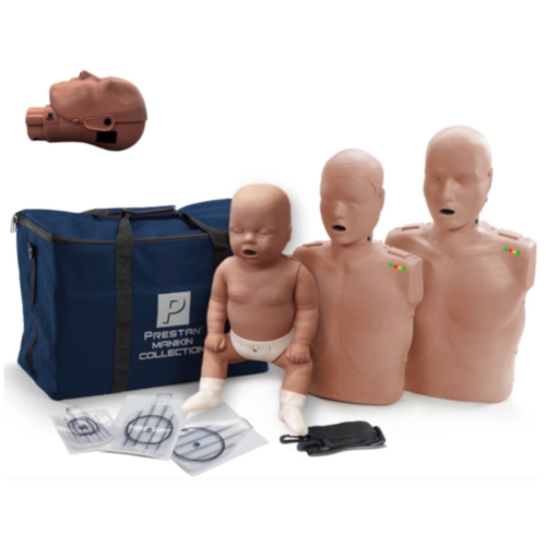 Pack colección de maniquíes de entrenamiento de RCP Prestan Professional Pro+ (color oscuro) 