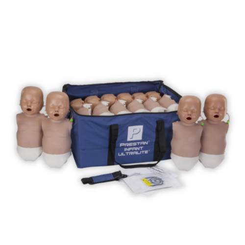 Pack de 12 maniquíes de RCP para bebés Ultralite Prestan (color oscuro) 